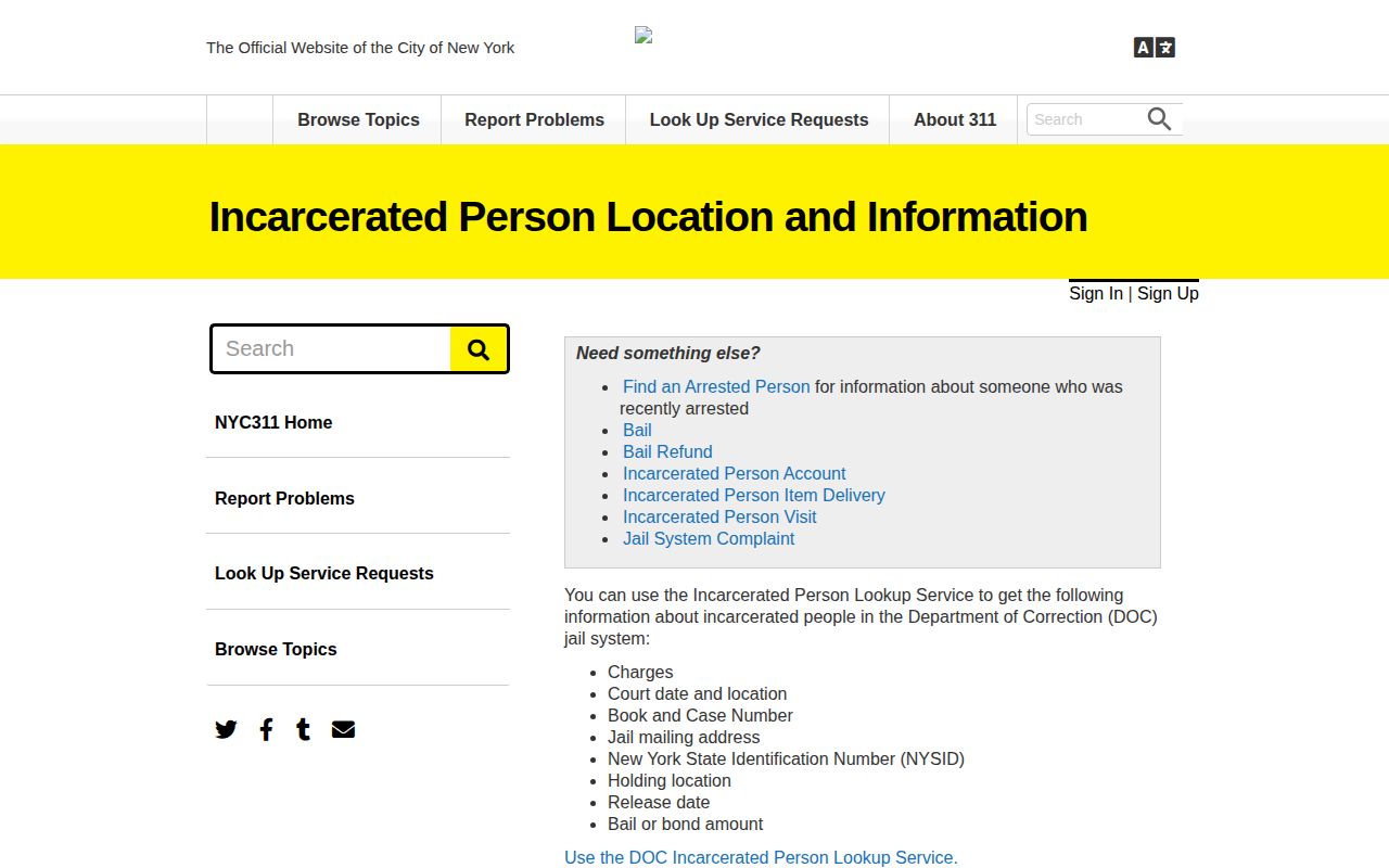 Queens County NYC311 police-custody record information